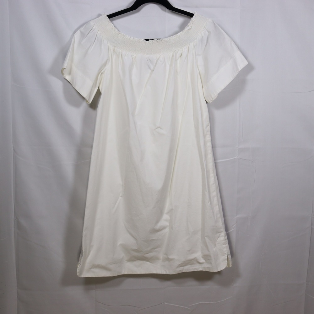 J.Crew Off-Shoulder Dress 6 White Womens Cottagecore Smocked